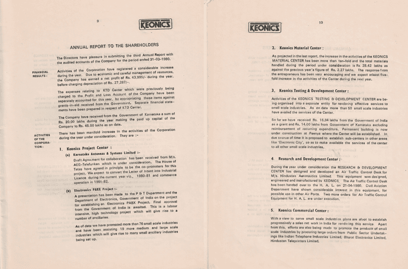 Cover of the 1980 KEONICS Annual Report