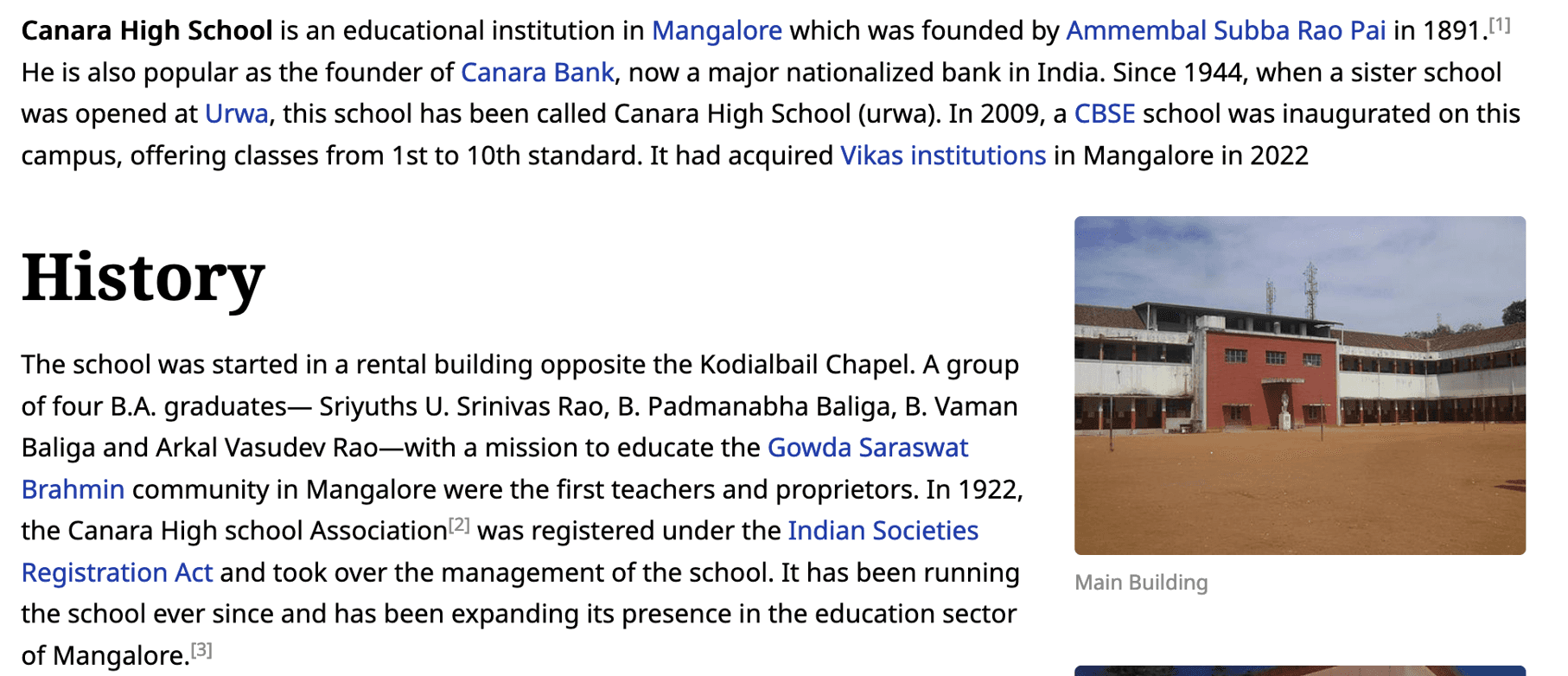 Canara High School building, Mangalore
