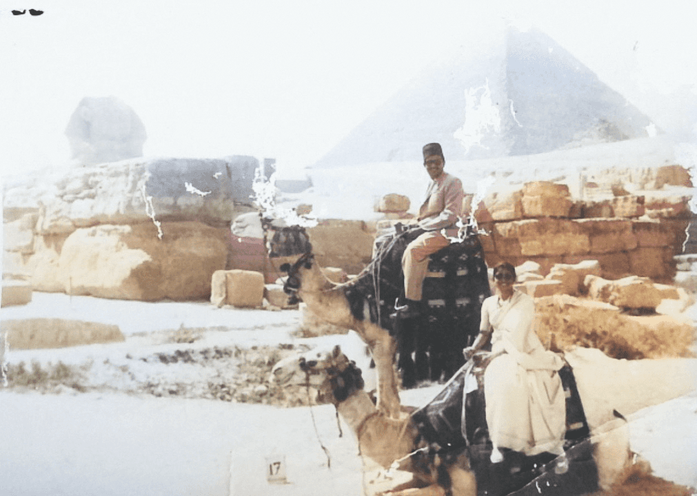 R.K. Baliga and Shanthi Baliga on their honeymoon in Egypt