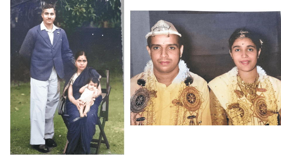 Wedding photograph of R.K. Baliga and Shanthi Baliga
