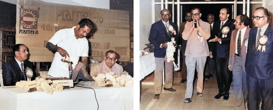 R.K. Baliga with Industries Minister Veerappa Moily